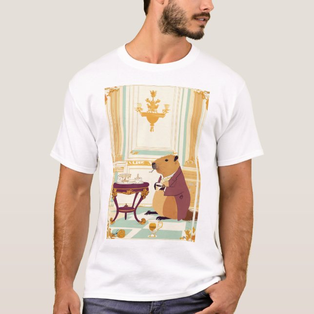 T-shirt Royal Capybara : Tea Time au Palais de Buckingham (Devant)