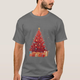T-shirt Royal Red Festive Glow: Premium Christmas Tree