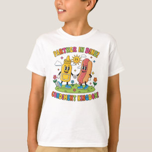 T-shirt Royaume des Condiments – Tee-shirt Happy Hot Dog &