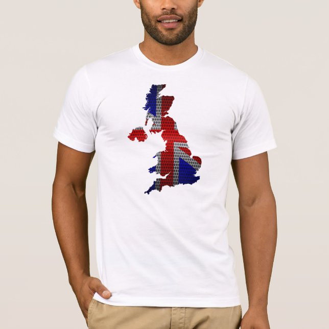 T-shirt Royaume-Uni Drapeau et carte acier Trou métallique (Devant)