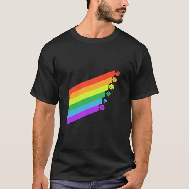 T-shirt RPG Dice Gay pride Minimaliste D20 Set Tabletop Ra (Devant)