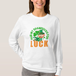 T-shirt Rub Mes Shamrocks pour la chance Funny St Patrick'