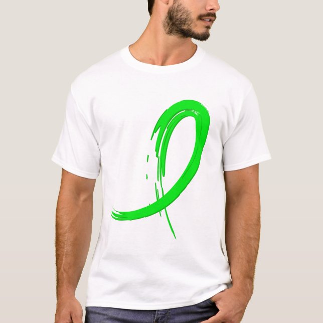 T-shirt Ruban A4 de vert de chaux de lymphome non (Devant)