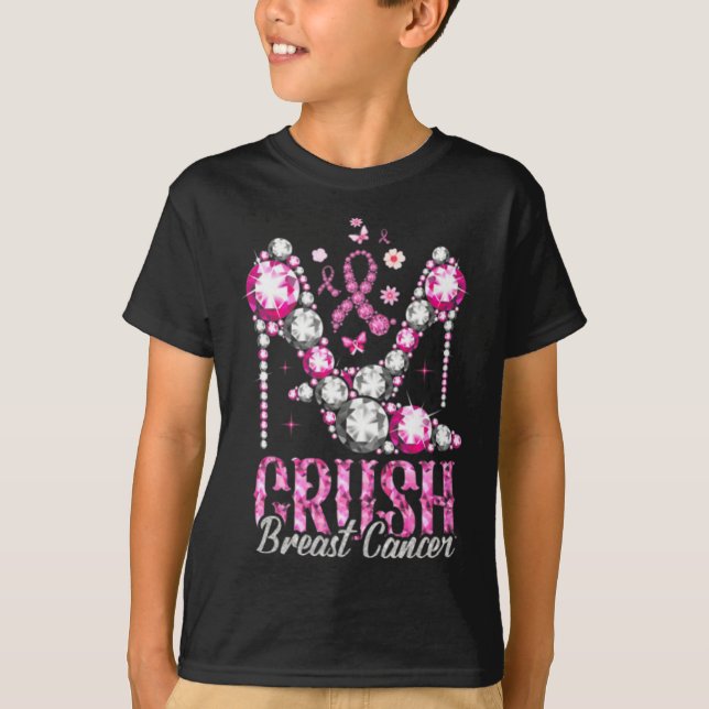 T-shirt Ruban à talons élevés pour le cancer de la poitrin (Devant)