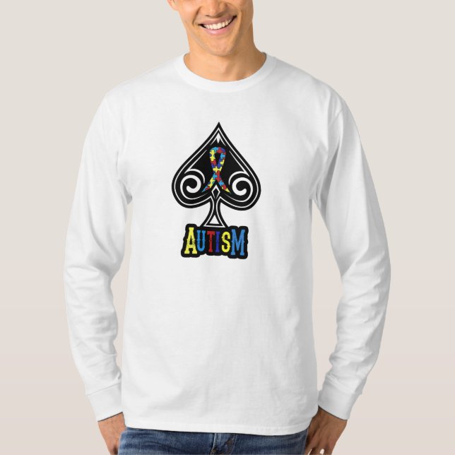 T-shirt Ruban d'autisme - longue chemise de douille - (Devant)