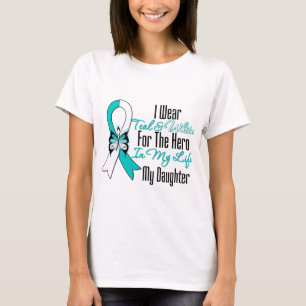 T-shirt Ruban de cancer du col de l'utérus mon héros ma