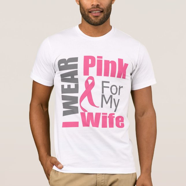 T-shirt Ruban de cancer du sein je porte l'épouse rose (Devant)