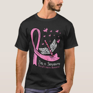 T-shirt Ruban de cancer du sein libellule survivante sensi