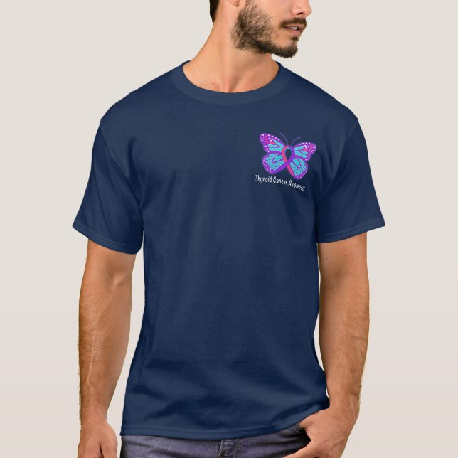 T-shirt Ruban de conscience de papillon de cancer de la (Devant)