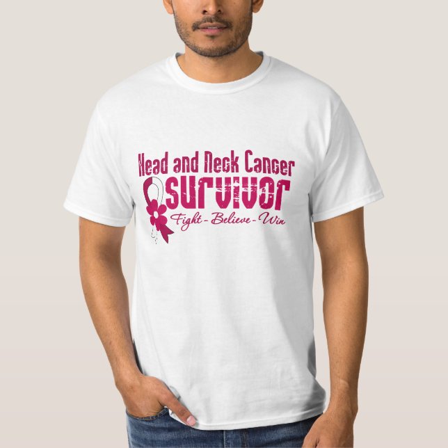 T-shirt Ruban de fleur de survivant de cancer de la tête (Devant)