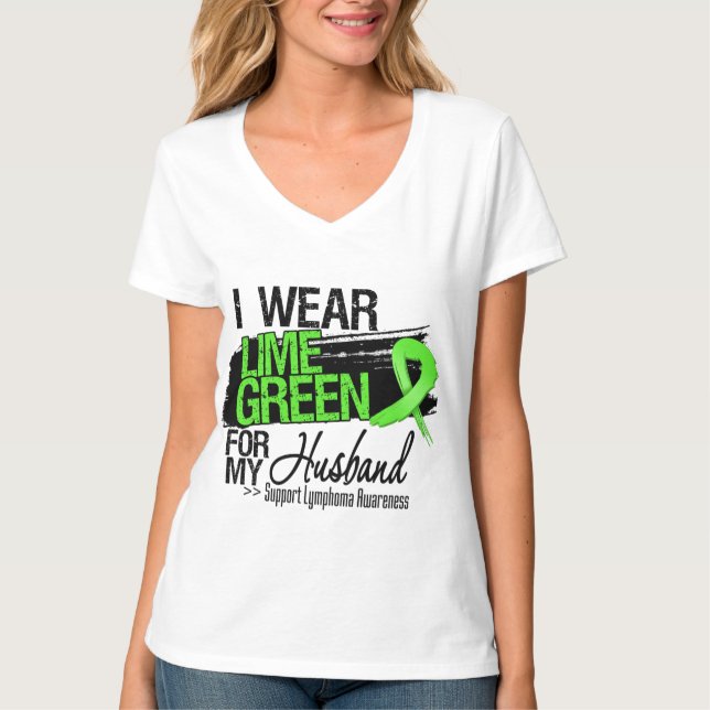 T-shirt Ruban de lymphome pour mon mari (Devant)