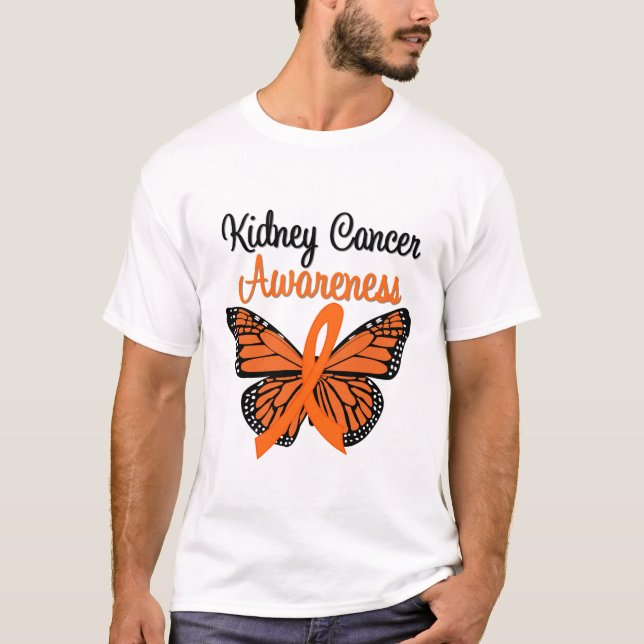 T-shirt Ruban de papillon de conscience de Cancer de rein (Devant)
