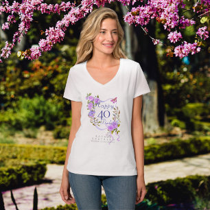T-shirt Ruban de rose violette 40e anniversaire