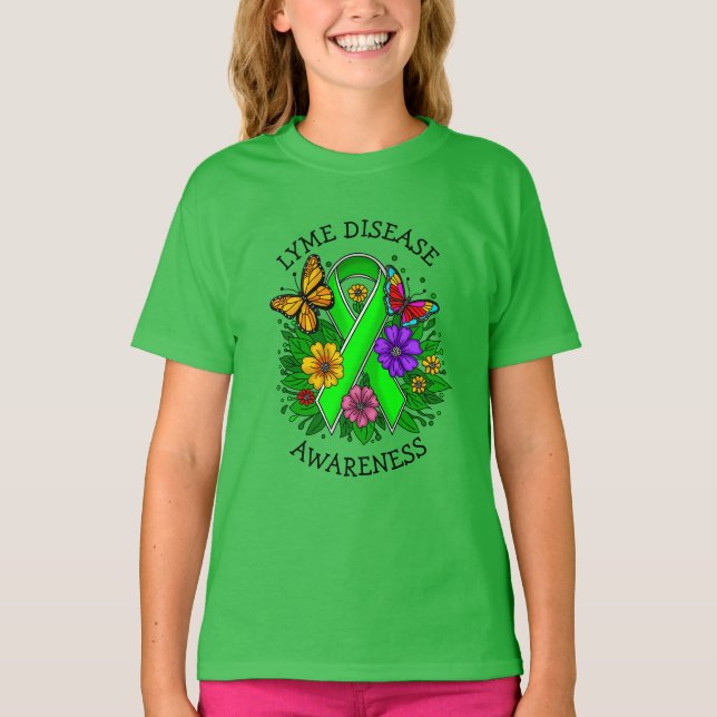 T-shirt Ruban de sensibilisation à la maladie de Lyme (Devant)