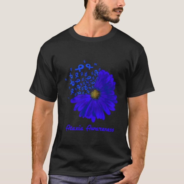 T-shirt Ruban de sensibilisation à l'Ataxie Bleu Tournesol (Devant)