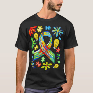 T-shirt Ruban de sensibilisation à l'autisme Bohème Fleur