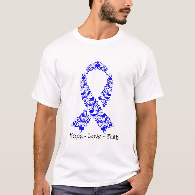 T-shirt Ruban de sensibilisation au bleu Hope (Devant)