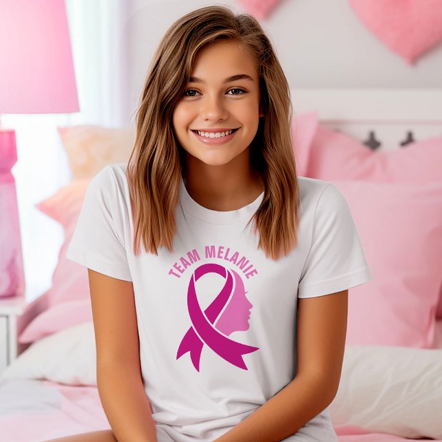 T-shirt Ruban de sensibilisation au cancer du sein Nom per (Créateur téléchargé)
