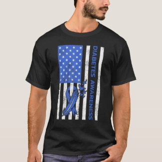 T-shirt Ruban de sensibilisation au diabète 4 juillet Amer