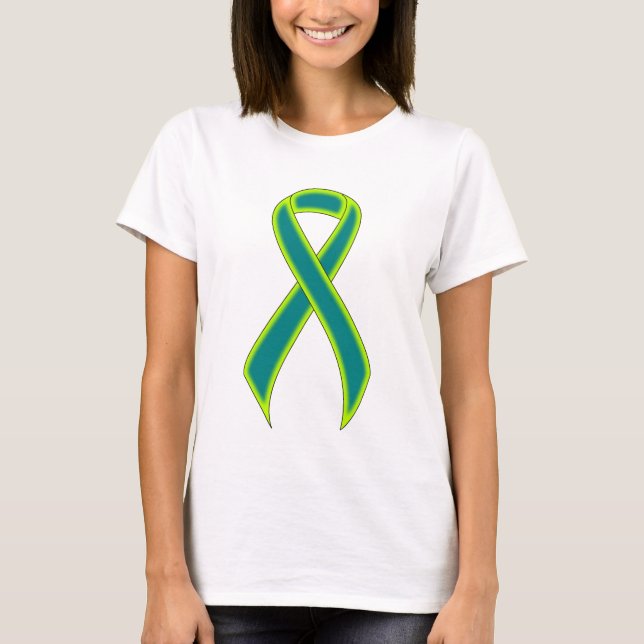 T-shirt Ruban de sensibilisation au vert turquoise et à la (Devant)