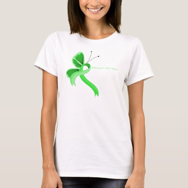 T-shirt Ruban de sensibilisation aux papillons vert clair (Devant)