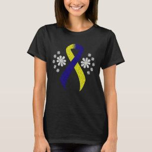 T-shirt Ruban de sensibilisation bleu et jaune