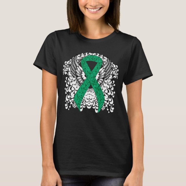 T-shirt Ruban de sensibilisation Jade avec ailes (Devant)