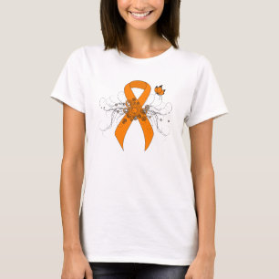 T-shirt Ruban de sensibilisation orange avec papillon