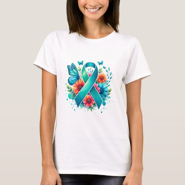 T-shirt Ruban de sensibilisation Turquoise Myasthenia Grav (Devant)