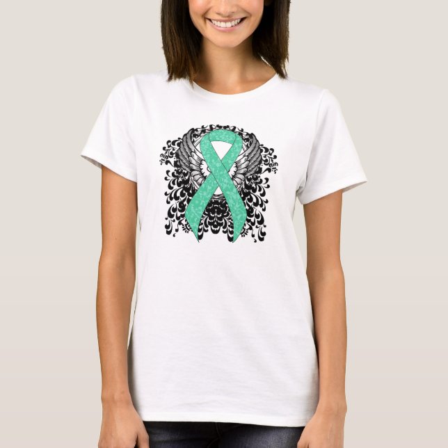T-shirt Ruban de sensibilisation verte à la menthe avec ai (Devant)