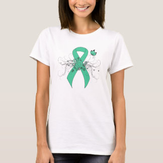 T-shirt Ruban de sensibilisation verte à la menthe avec pa