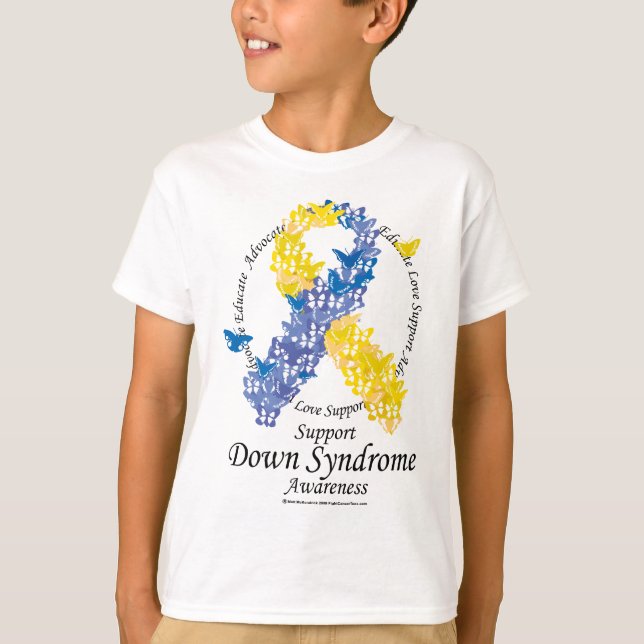 T-shirt Ruban de syndrome de Down des papillons (Devant)