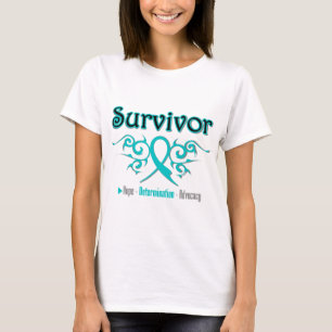 T-shirt Ruban de tribal de survivant de Cancer ovarien