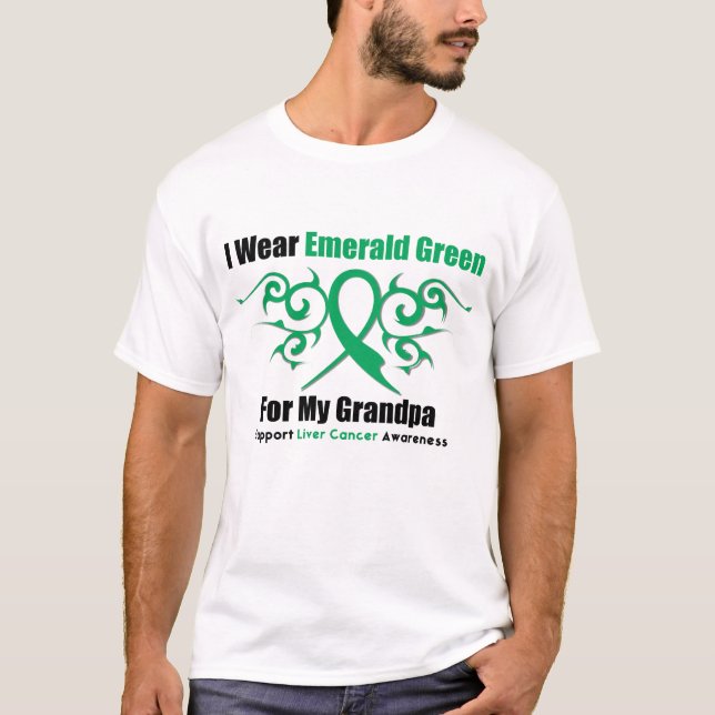 T-shirt Ruban de vert vert (grand-papa) - Cancer de foie (Devant)