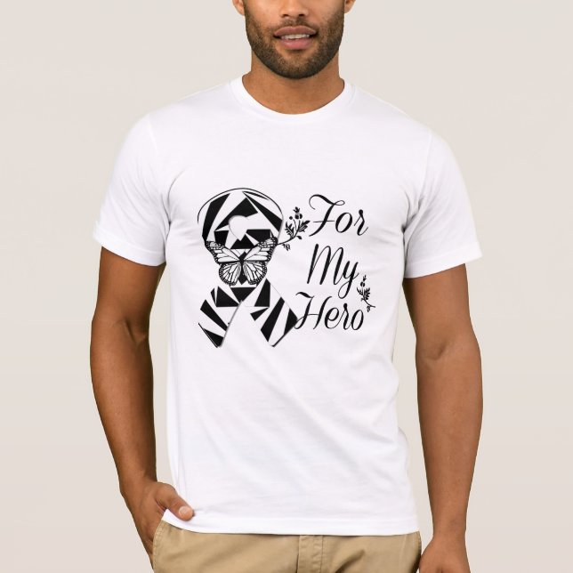 T-shirt Ruban de zèbre pour mon héros (Devant)