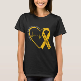 T-shirt Ruban en forme de cœur doré pour sensibilisation a