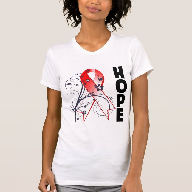 T-shirt Ruban floral d'espoir de syndromes (Devant)