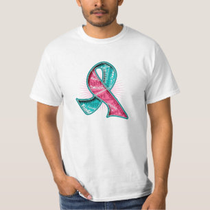 T-shirt Ruban héréditaire de filigrane de slogan de cancer