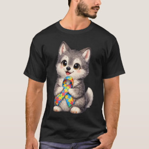 T-shirt Ruban Jaune Rouge Bleu Animal Sensibilisation Loup