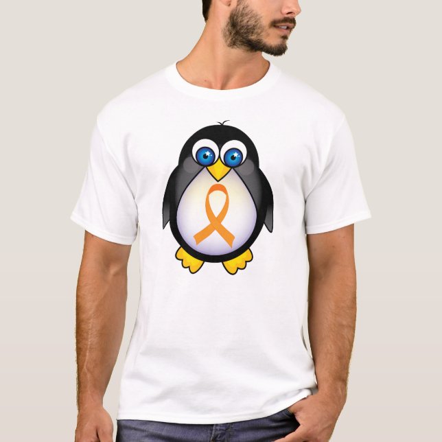 T-shirt Ruban orange de pingouin de cadeau de conscience (Devant)