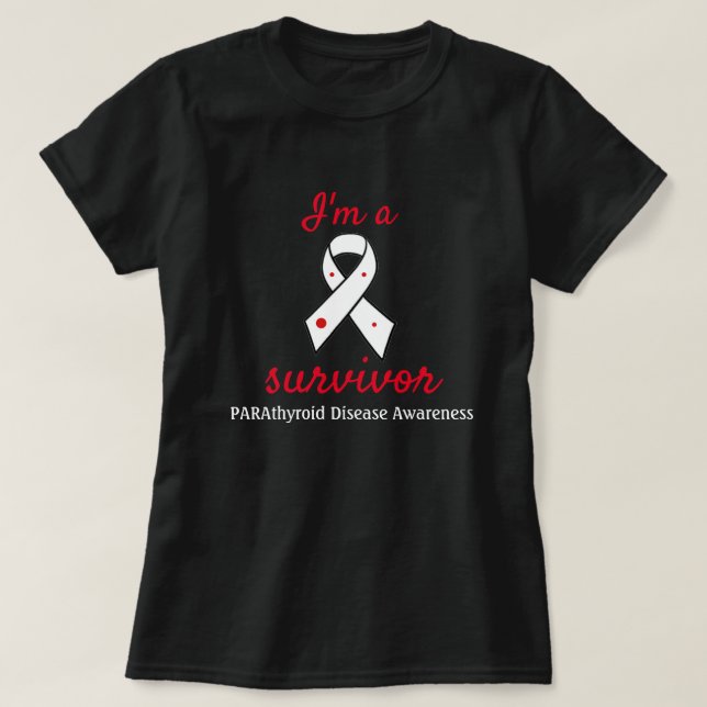 T-shirt Ruban parathyroïde de conscience de survivant de (Design devant)