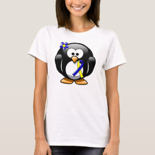 T-shirt Ruban Penguin de sensibilisation bleu et jaune