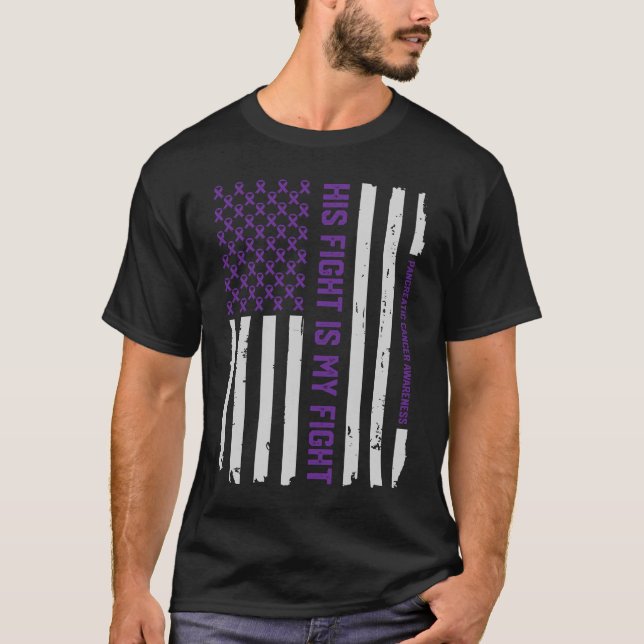 T-shirt Ruban pourpre de conscience de Cancer pancréatique (Devant)