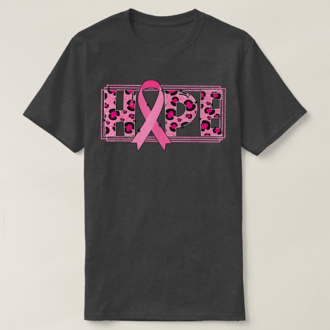 T-shirt Ruban rose avec Empreinte de léopard Hope Cancer d (Design devant)