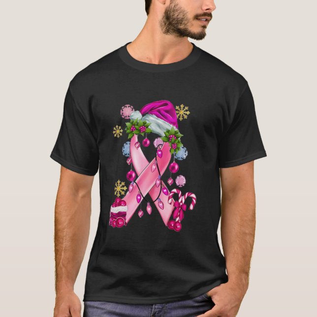 T-shirt Ruban rose Avec Le Chapeau Du Père Noël Sensibilis (Devant)