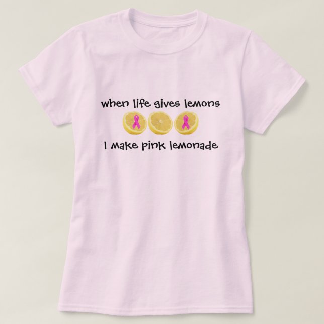 T-shirt Ruban rose de rose de limonade pour le cancer du (Design devant)