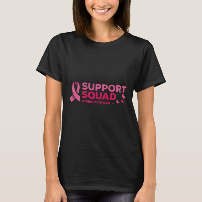 T-shirt Ruban Rose Et Papillon Pour Support Squad Breast (Devant)