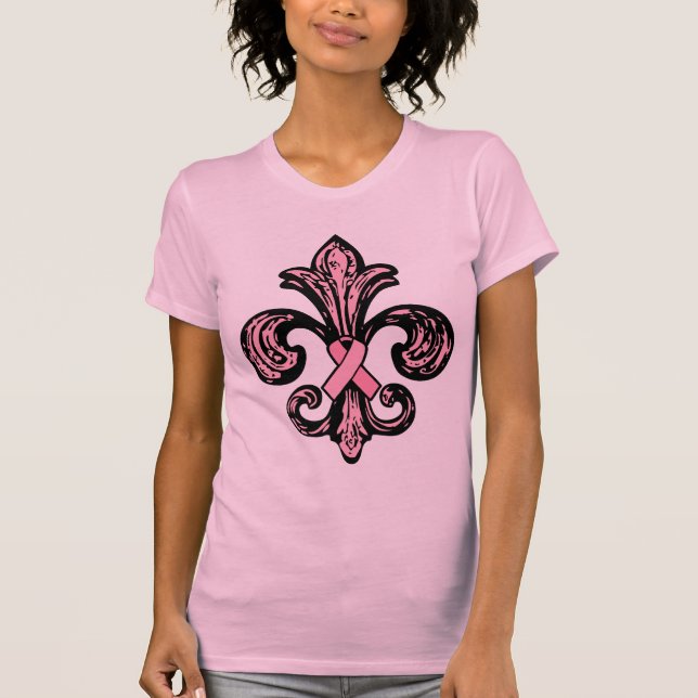 T-shirt Ruban rose Fleur de lis (Devant)