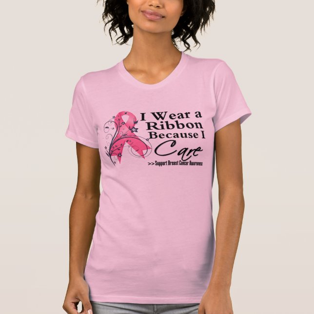 T-shirt Ruban rose Parce Que Je M'Intéresse - Cancer Du Se (Devant)
