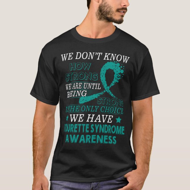 T-shirt Ruban turquoise de conscience de cancer fort de (Devant)